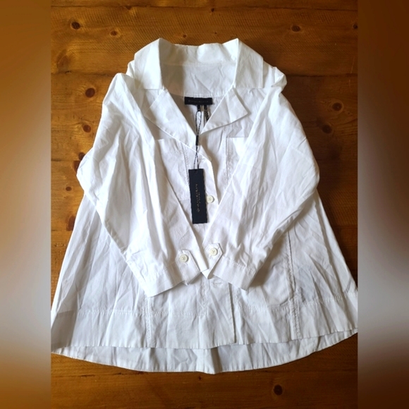 NWT Donna Karan New York white, bottom down shirt. - Picture 3 of 9